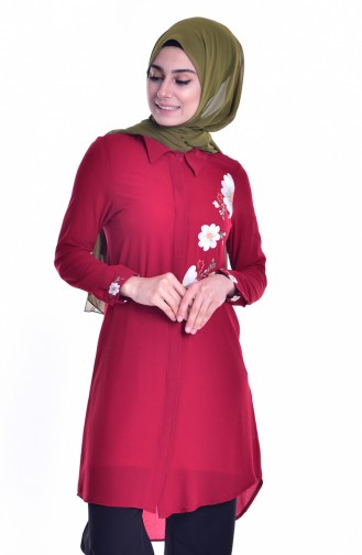 Nakışlı Tunik 3070-04 Bordo