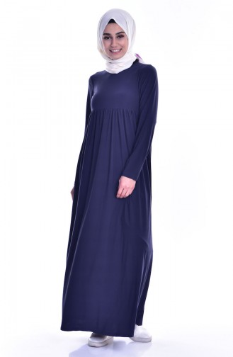 Büzgülü Basic Elbise 1852-09 Lacivert