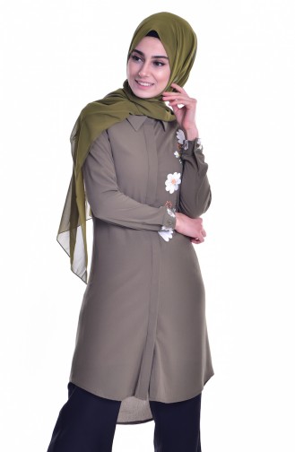 Besticktes Tunika 3070-03 Khaki 3070-03