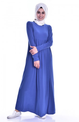 Gerafftes Basic Kleid 1852-08 İndigo 1852-08