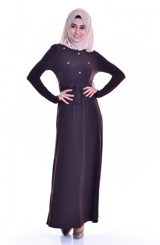 Brown Hijab Dress 3726-02
