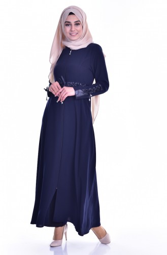 Abaya a Fermeture 24154-01 Bleu Marine 24154-01