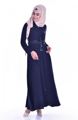 Abaya a Fermeture 24154-01 Bleu Marine 24154-01