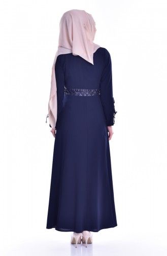 Abaya a Fermeture 24154-01 Bleu Marine 24154-01