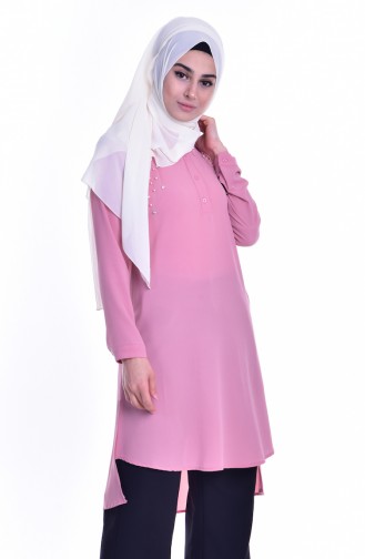 Asymmetrische Tunika mit Perlen 3145-03 Pink 3145-03