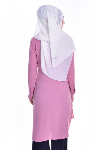 İncili Asimetrik Tunik 3145-03 Pembe