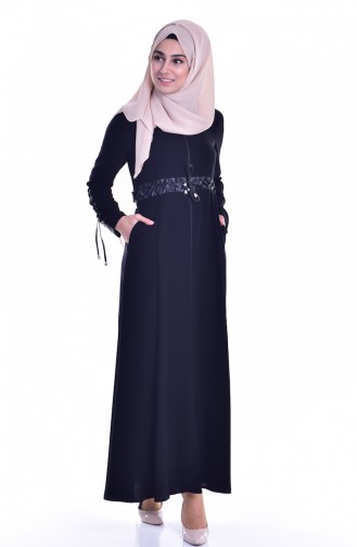 Abaya a Fermeture 24154-02 Noir 24154-02