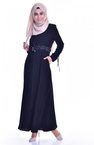 Abaya mit Reißverschluss 24154-02 Schwarz 24154-02