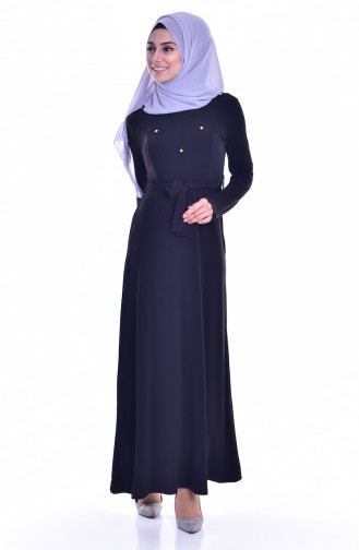 Schwarz Hijab Kleider 3726-08