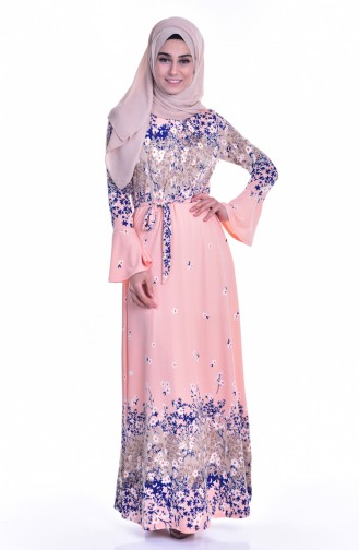 Salmon Hijab Dress 0213-03