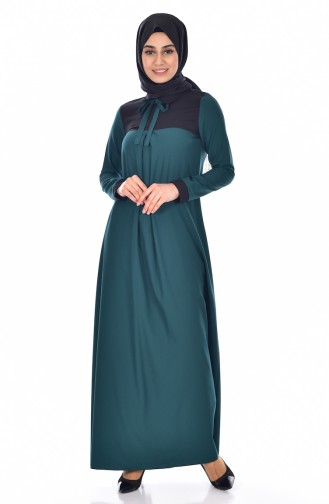 فستان بتصميم سادة مع تفاصيل برباط  3008-14