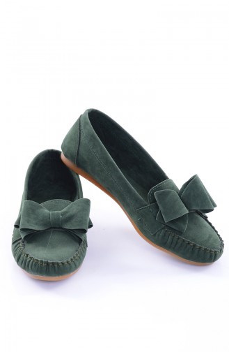 Green Women`s Flats 50191-01