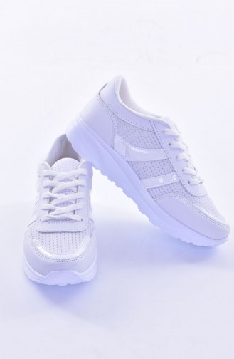Chaussure Sport Pour Femme 0765-04 Blanc Blanc Anorac 0765-04