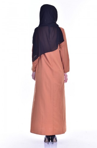 توبانور فستان مُطرز بتصميم طيات وجيوب 2916-11 لون بيج مائل للمشمشي 2916-11