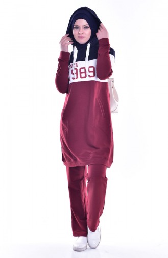 BWEST Hooded Tracksuit 8037-06 Claret Red 8037-06