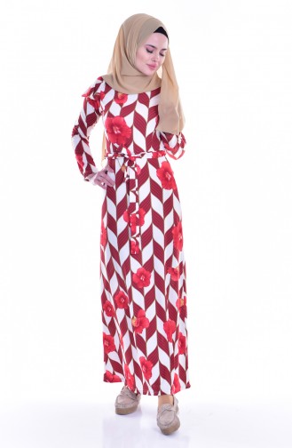 Claret Red Hijab Dress 5179-03