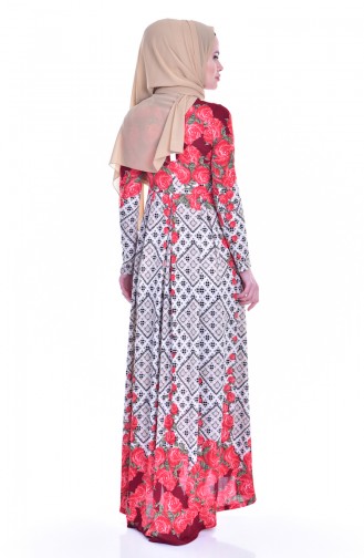 Claret Red Hijab Dress 5184-02