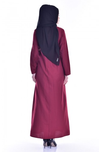 توبانور فستان مُطرز بتصميم طيات وجيوب 2916-08 لون خمري 2916-08
