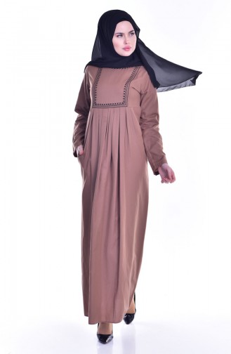 Besticktes Kleid mit Tasche 2916-09 Kamel 2916-09
