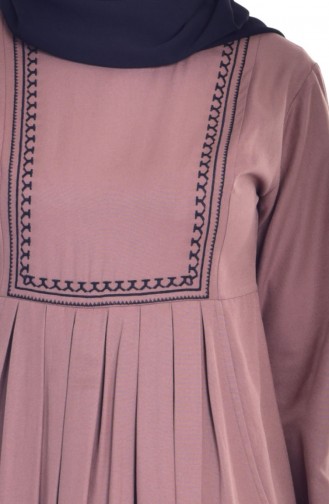 TUBANUR Embroidered Pocket Pleated Dress 2916-09 Camel 2916-09