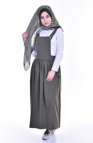 Khaki Hijab Dress 6404-01
