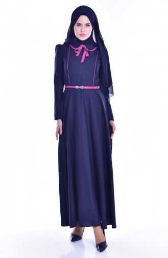 Navy Blue Hijab Dress 7172-06