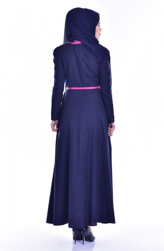 Navy Blue Hijab Dress 7172-06