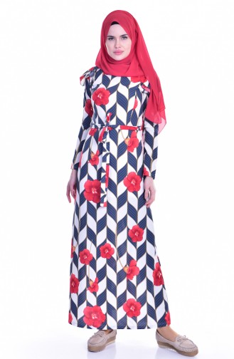 Navy Blue Hijab Dress 5179-01