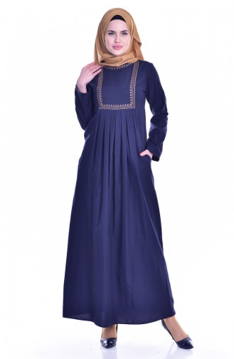 Navy Blue Hijab Dress 2916-03