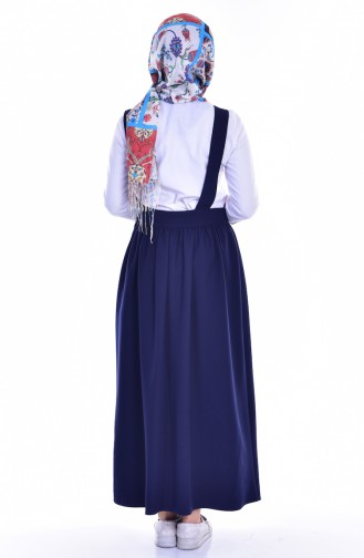 Hijab Kleid mit Druckknopf 6404-11 Dunkelblau 6404-11