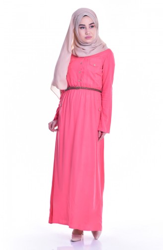 Coral Hijab Dress 3172-05