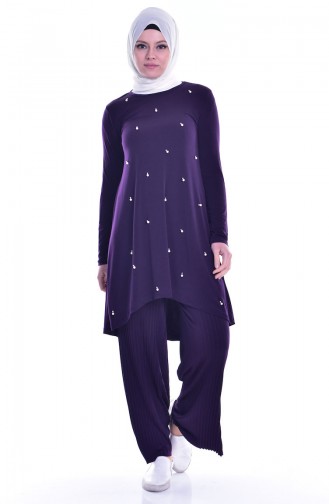 Tunik Pantolon İkili Takım 3725-02 Mor