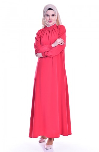 Arm gummiertes Kleid 0021-19 Granatapfel Blumen 0021-19