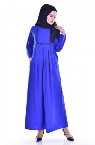 Robe Plissée et Bordée avec Poches 2916-12 Bleu ROi 2916-12