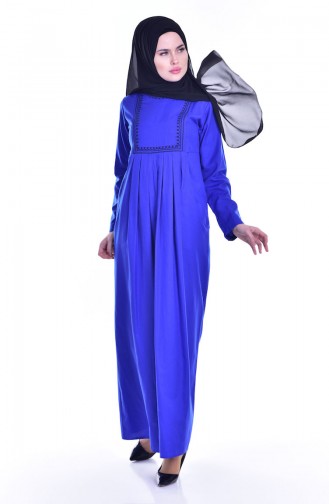 توبانور فستان مُطرز بتصميم طيات وجيوب 2916-12 لون أزرق 2916-12
