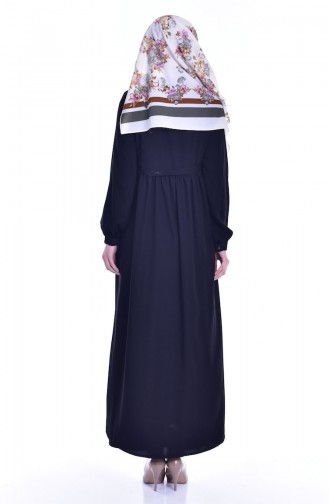 Fermuarlı Nakışlı Ferace 0005-04 Siyah