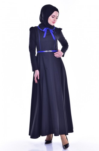 فستان بتصميم سادة مع حزام خصر  7172-05