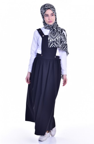 Hijab Kleid mit Druckknopf 6404-10 Schwarz 6404-10