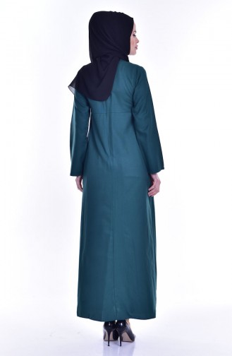 توبانور فستان مُطرز بتصميم طيات وجيوب 2916-04 لون أخضر زمردي 2916-04