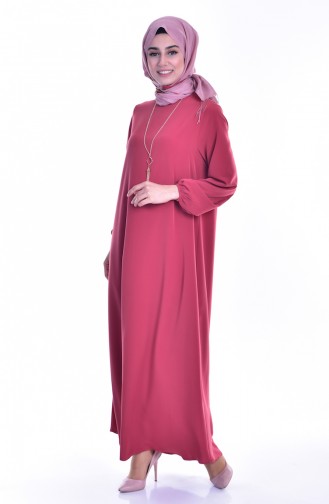 Light Brick Red Hijab Dress 0153-05
