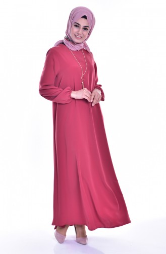 فستان بتصميم سادة مع سلسال  0153-05