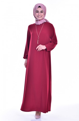 Claret Red Hijab Dress 0153-03