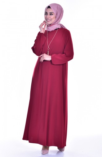 Claret Red Hijab Dress 0153-03