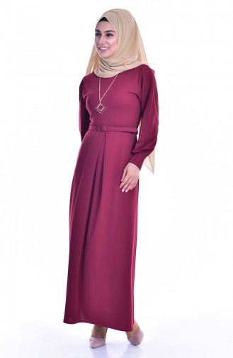 Claret Red Hijab Dress 5097-06