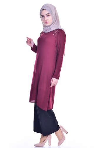 İncili Tunik 3265-06 Bordo