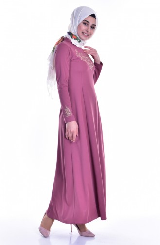 Robe Bordée Col Officier 4401-10 Rose Pâle 4401-10