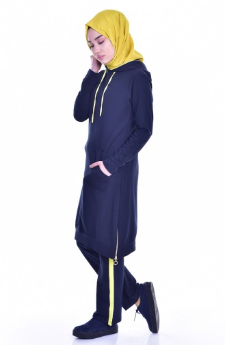 Hooded Tracksuit Suit 18054-05 Navy Yellow 18054-05