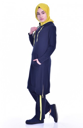 Hooded Tracksuit Suit 18054-05 Navy Yellow 18054-05