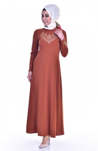 Besticktes Kleid 4401-09 Tabak 4401-09