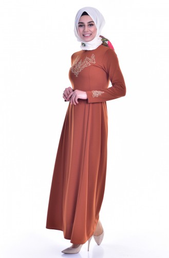 Besticktes Kleid 4401-09 Tabak 4401-09